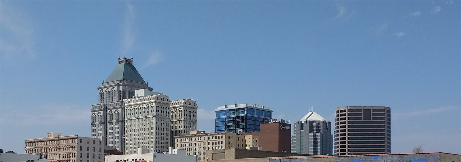 Downtown Greensboro, NC skyline with the historic Jefferson Standard Building