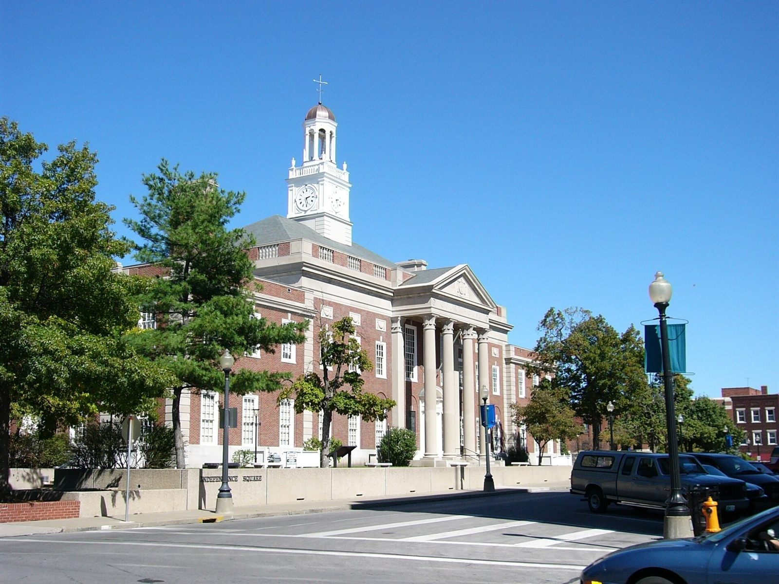 The Truman Courthouse and its clock tower on Independence Square in Independence, Missouri