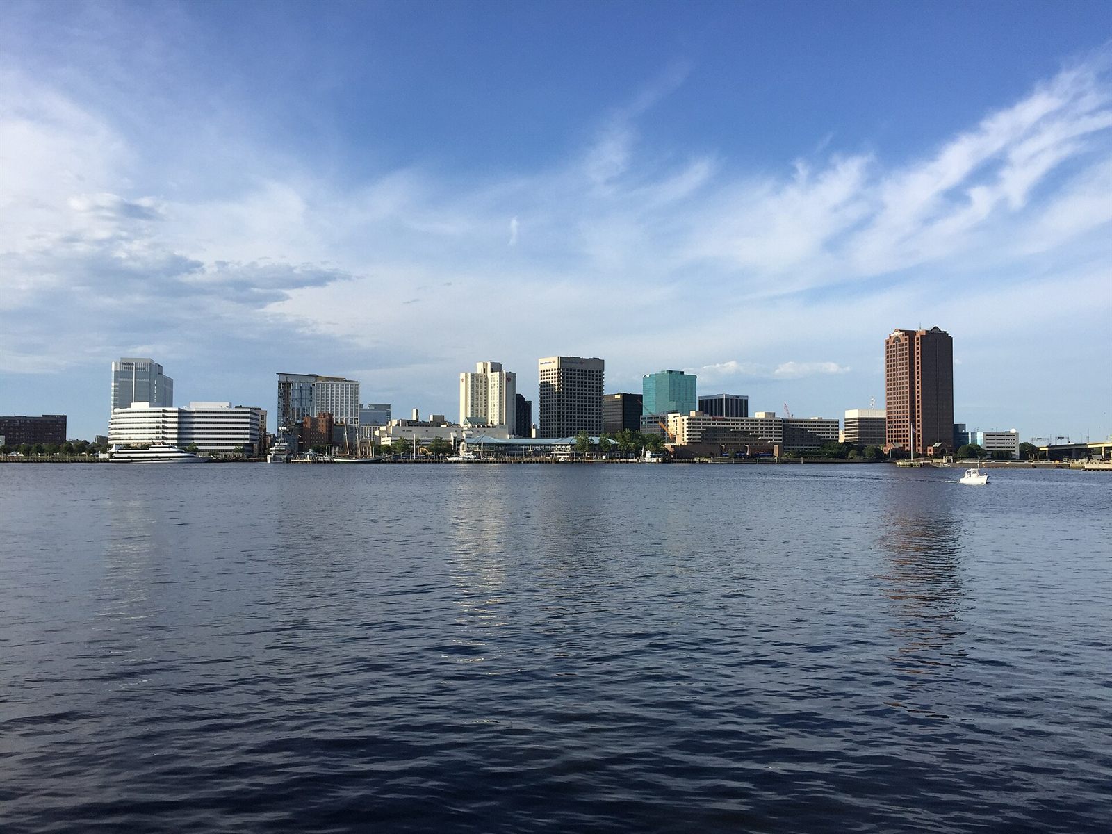 Downtown Norfolk, Virginia skyline across the Elizabeth River